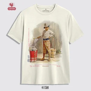 SAWOONG Kaos Premium Vintage Edisi Litografi Penjual Es Puter 1909