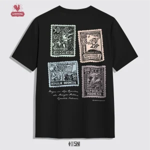 SAWOONG Kaos Premium Vintage Edisi Empat Prangko Pertama